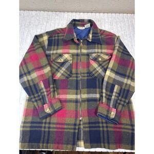 Ashley Hill Plaid Wool Blend Full Zip‎ Shirt Vintage Shacket Womens XL
